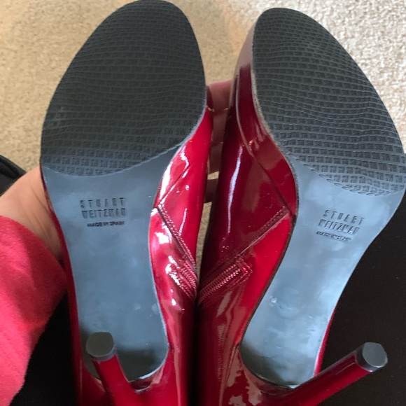 NEW Stuart Weitzman Red Apollo Patent Boots 10.5 - Picture 6 of 7